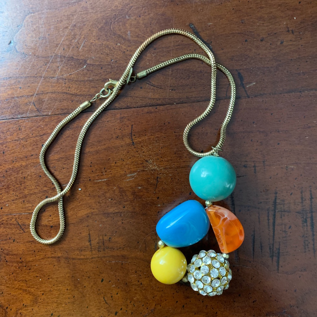 Chunky Colorful Bead And Stone Necklace